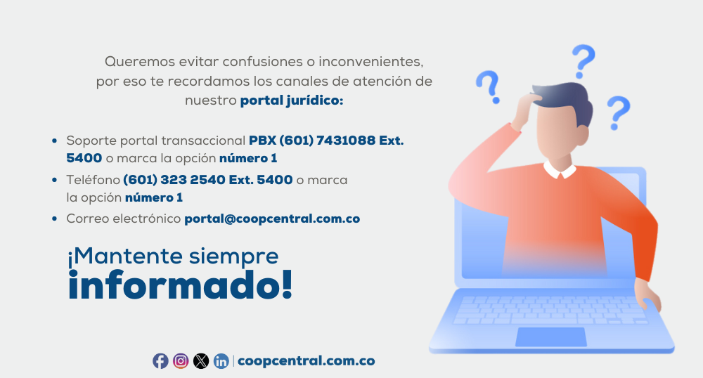 Canales de atención del Portal Transaccional Jurídico