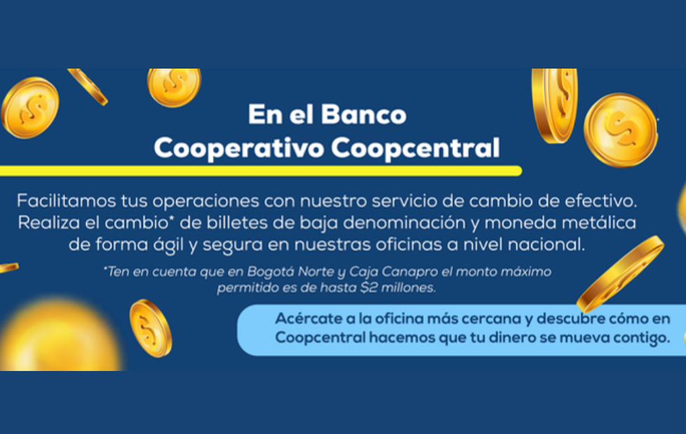 Contamos con el servicio de cambio de efectivo